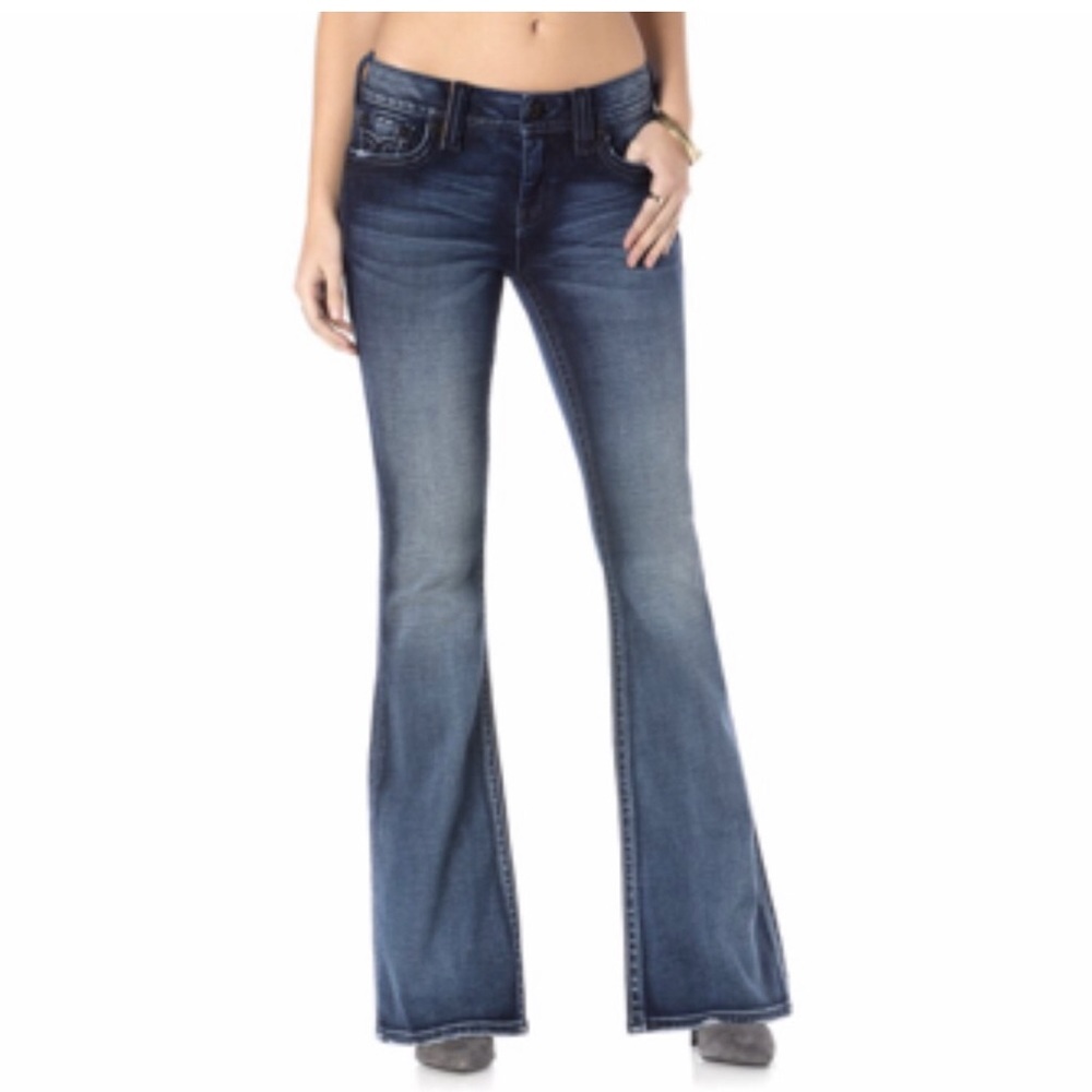 Rock Revival LUZ Dark Wash Mid Rise Flare Jean. Size 27